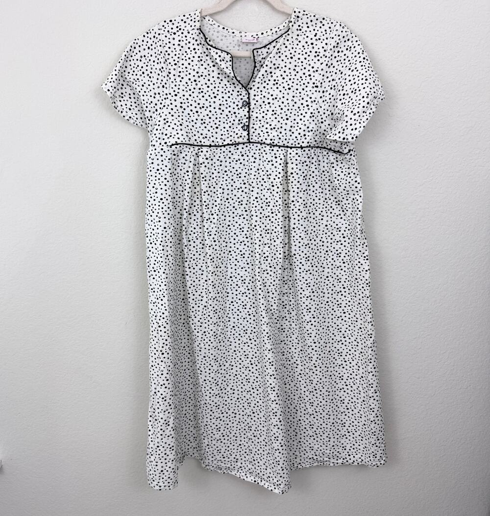 Ziva Moms Womens Maternity Nursing Pregnancy Dress Size 4XL Summer Dot White